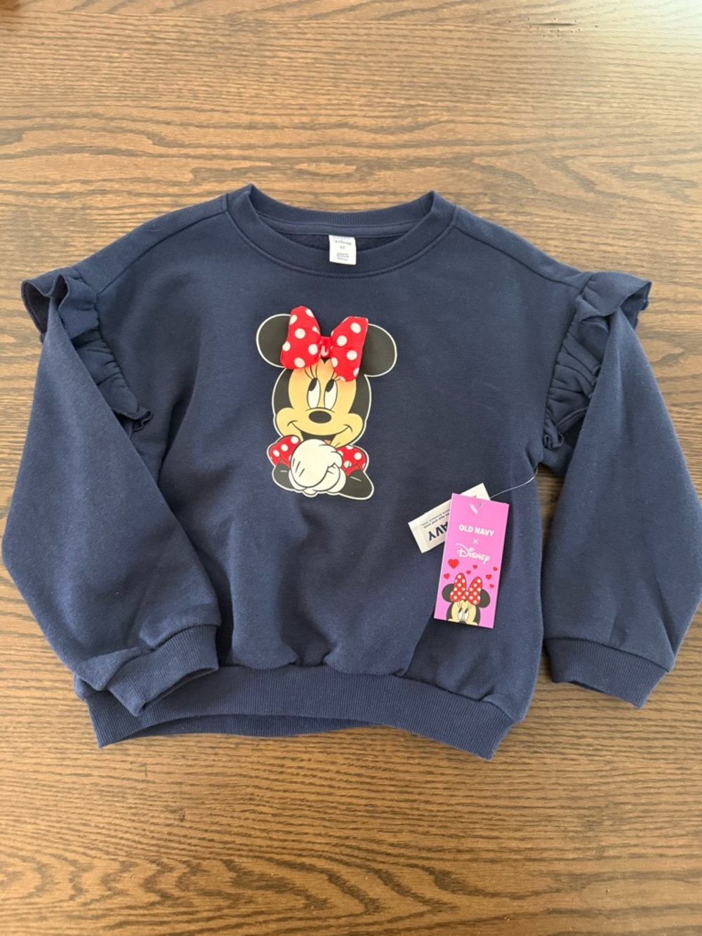 NWT Old Navy Disney Minnie Mouse Navy Ruffle Sweatshirt Size 5T